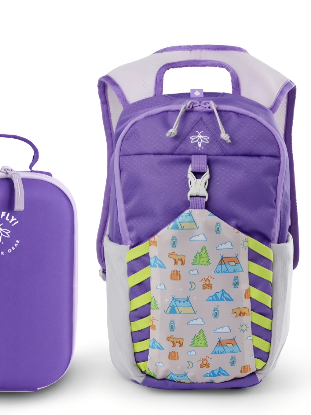 Kids 3-Piece FireFly Adjustable Purple Backpack with Outdoor Print Panel